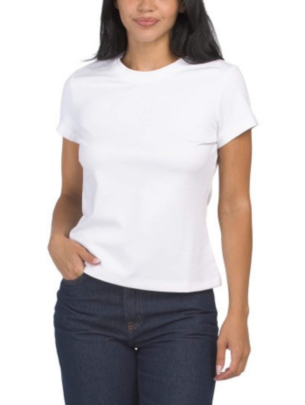 Adrienne Vittadini | Short Sleeve Ponte Knit Crew Neck Tee